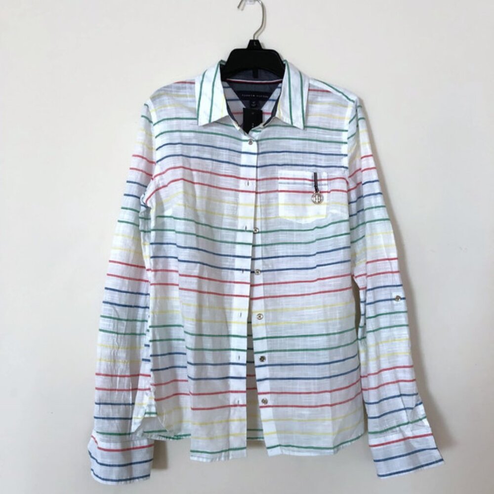 Tommy Hilfiger Button Down Rainbow Dress Shirt